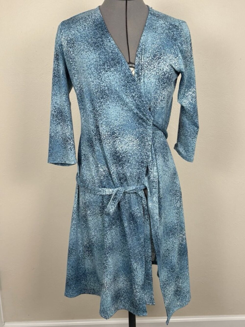 LulaRoe Womens Size Small Blue & White Speckled Michelle Wrap Dress
